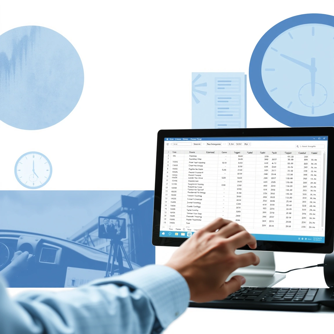 Time tracking data displayed on a screen showing logged hours.