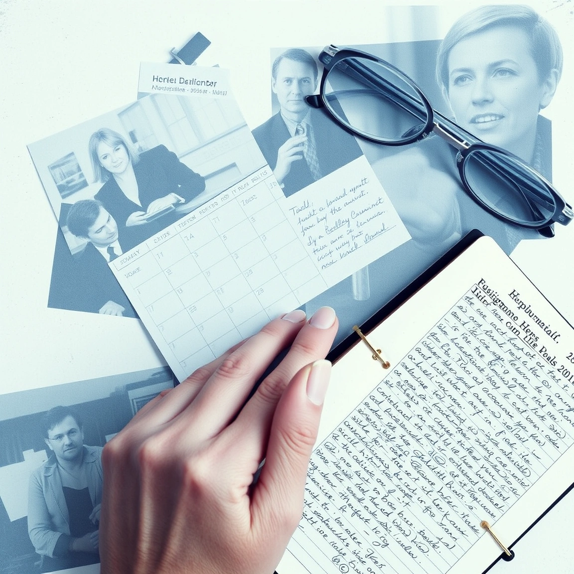 Person recording dates and details of workplace incidents in a documentation log